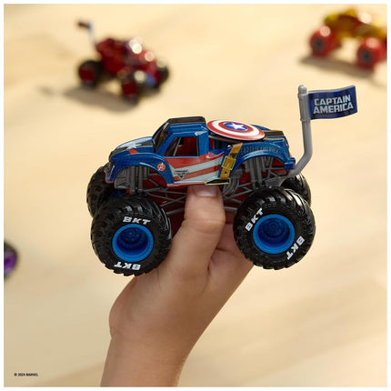 Monster Jam, Marvel Official Captain America Monster Truck, Die-Cast Vehicle, 1:64 Scale, Super Hero Kids Toys for Boys Ages 3 and up