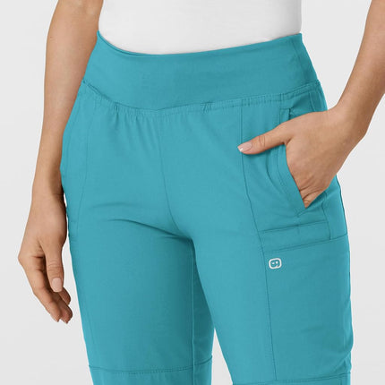 WonderWink 5555ATEALXL W123 Women's Comfort Waist Cargo Jogger Pant, Teal Blue, Standard-XL Size