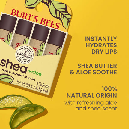 Burt's Bees – Baume à Lèvres à l'Aloès et au Beurre de Karité pour les Bas de Noël, Formule Riche en Vitamines Antioxydantes qui Conserve la Brillance