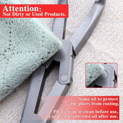 LEONTOOL Long Reach 90 Degree Bent Nose Pliers 13-Inch Dual Pivot Double Joint Serrated Jaw Angled Needle Nose Extra Extended for Narrow Spaces and Limited Areas