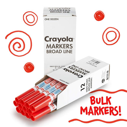 Crayola Washable Markers - Red (12ct), Kids Broad Line, Bulk for Classrooms & Teachers