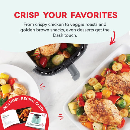 DASH Tasti-Crisp Digital Air Fryer with AirCrisp Technology, Custom Presets, Temperature Control, and Auto Shut Off Feature, 2.6 Quart - Cool Grey