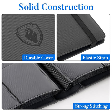 Fabmaker Trading Card Binder 9 Pocket, Card Collection Binder for 360 Cards, Premium PU Card Book, Sturdy Card Folders, Card Holder Binder, Card Album for MTC, TCG, Game Cards, Sports Cards, Grey