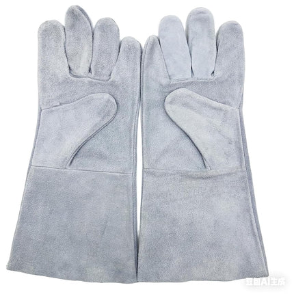 Cxqunzon Leather Welding Gloves - Lite Duty Thick Cow Split Leather, Heat & Fire Resistant, Soft for TIG/MIG Welding, Grilling, BBQ & Fireplace (Gray)