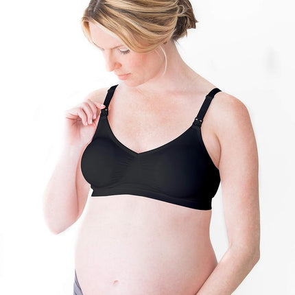 Medela Nursing T-Shirt Bra For Maternity/Breastfeeding, Black, Large