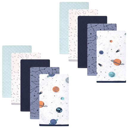 Hudson Baby Unisex Baby Quilted Burp Cloths, Space