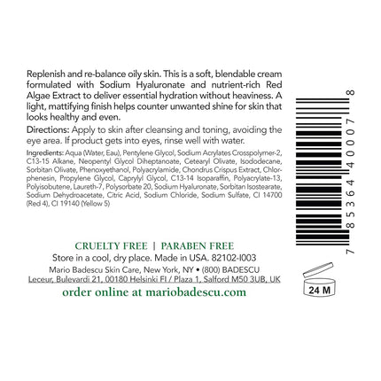 Mario Badescu Control Moisturizer for Acne Inflamed and Oily Skin 2oz (60ml)