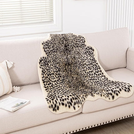 Leopard Print Rug 3.3" Wx3.1 L Feet Faux Cowhide Skin Rug Animal Printed Area Rug Carpet for Home Office, Livingroom, Bedroom