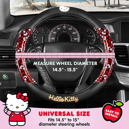 Sanrio Hello Kitty Bows Car Steering Wheel Cover, Universal Fit Cute Car Accessories for Women Styli