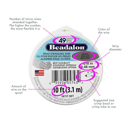 Beadalon 0.61 mm Diameter 9.2 m Reel 49 Strand Wire, Bronze