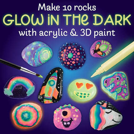 Creativity for Kids Glow In The Dark Rock Painting Kit - Paint 10 Rocks with Water Resistant Glow Paint - Crafts for Kids