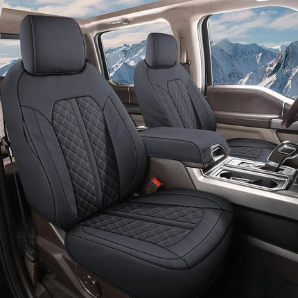 Truckiipa Truck Ram Seat Covers Full Set Leather Waterproof Full Coverage Car Seat Cushion Protector Custom Fit for 2009-2018 Dodge Ram 1500, 2010-2023 Ram 2500 3500 Crew Mega Cab, Full Set, Black
