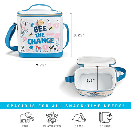 Fit & Fresh Insulated Lunch Box for Kids Boys & Girls, Lunch Bag for Kids with 2 Reusable Snack Bags, School Lunch Box, Bee The Change