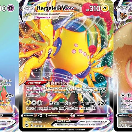 Lot de 3 cartes Pokémon Vmax - 1 carte secrète rare arc-en-ciel - Sans doublons - Pack de boosters Vmax