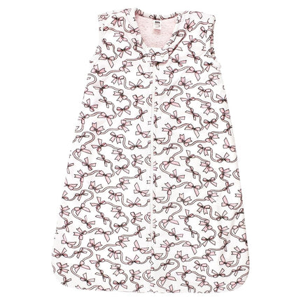 Hudson Baby Saco de dormir de piel sintética de felpa unisex para bebé, manta usable, lazos rosas, 6-12 meses, lazos rosas, 6-12 meses