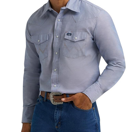 Wrangler Mens Western Cowboy Shirt Long Sleeve Sna