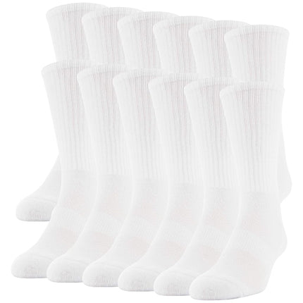 Gildan Men's Performance Crew Socks, 12-Pairs, Whi