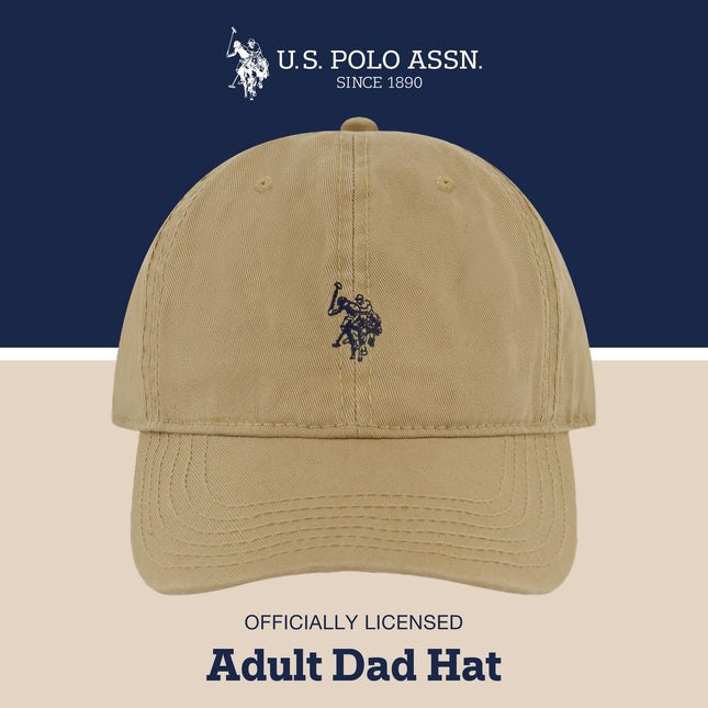 U.S. Polo Assn. Men's U.s Polo Assn. Cotton Adjustable Curved Brim With Embroidered Small Pony Logo Baseball Cap, Beige, One Size UK