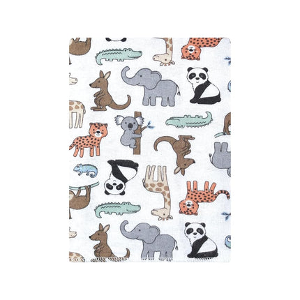 Lot de langes en flanelle de coton unisexe Hudson Baby, motifs animaux du zoo, taille unique