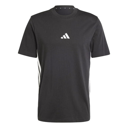 adidas Men's Essentials Single Jersey 3-Stripes T-Shirt, Black/White, XX-S