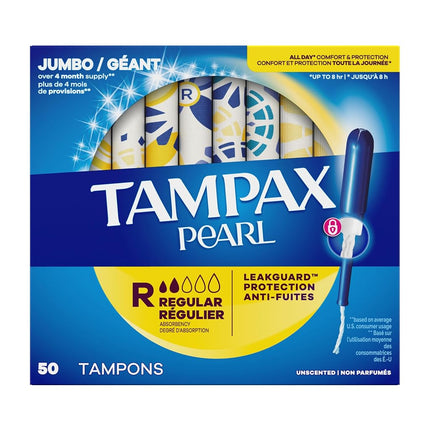 Tampax Pearl Plástico Tampones Absorción Normal Sin Olor (Paquete de 50)