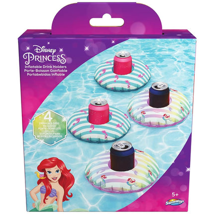 Swimways Disney Princess Floating Drink Holders, Inflatable Pool Cup Holders & Pool Party Supplies, Little Mermaid Toys for Kids Aged 5 & Up, 4-Pack