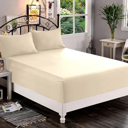 Elegant Comfort 1500 Premium Quality Fitted Sheet Ultra Soft 18-24 Inch Extra Deep Pocket - Single Fitted Sheet for High Mattress - Wrinkle Free with Smart Storage Pockets, Twin/Twin XL, Cream