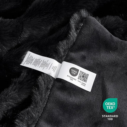 Cozy Bliss Faux Fur Throw Blanket for Couch, Bubble Plush Blanket Twin Size, Fuzzy Soft & Thick Blanket for Bed Sofa Living Room, 152.4 x 203.2cm Black