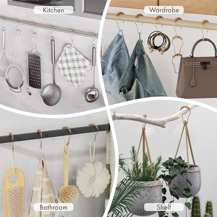 Amazer Shower Curtain Hooks, Decorative Shower Curtain Hooks, Amber Shower Curtain Rings Rustproof Stainless Steel Shower Hooks for Shower Curtain Liner Shower Rod Hook 12pcs