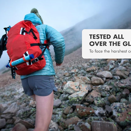 Filtre à eau individuel LifeStraw pour la randonnée, le camping, les voyages et la préparation aux situations d'urgence, paquet de 5, bleu