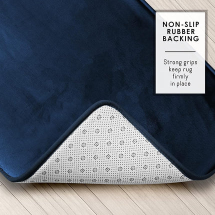 Clara Clark Bathroom Rugs, Ultra Soft Non Slip and Absorbent, Velvet Memory Foam Bath Mat. Set of - 20 x 32/17 x 24/19 x 24, Royal Blue