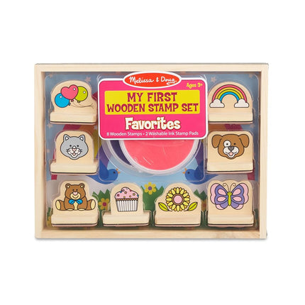 Melissa & Doug My First Wooden Stamp Set � Favorites (8 Stamps with Handles, 2 Washable Ink Pads)
