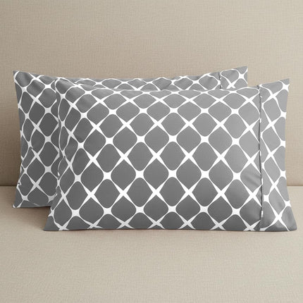 Elegant Comfort Luxury Ultra-Soft 2-Piece Pillowcase Set - 1500 Premium Hotel Quality Microfiber Double Brushed - Wrinkle Resistant, King Size, Bloomingdale Pattern Gray
