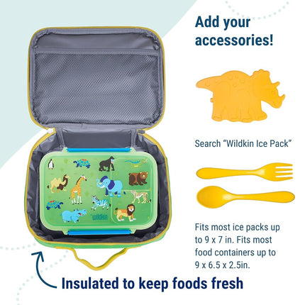 Wildkin Lunch Box Bag for Kids – Lightweight, Reusable & Insulated for Hot or Cold Snacks – Ideal for School & Travel - Monster Green