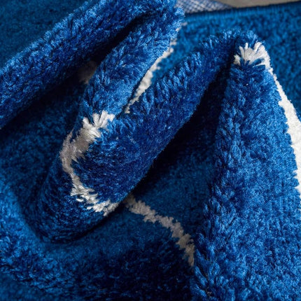 Unique Loom Trellis Frieze Collection Lattice Moroccan Geometric Modern Navy Blue Runner Rug (2' 0 x 13' 0)