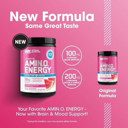OPTIMUM NUTRITION Amino Energy + Electrolytes Powder, Watermelon Splash, 285g, 30 Servings