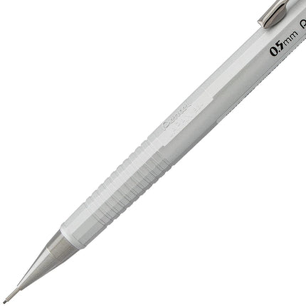 Portaminas Pentel Sharp (0.5 mm), cuerpo plateado metálico, caja de 12 (P205Z)