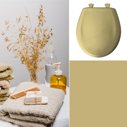 Bemia|#Bemis 1200SLOWT 031 BR &Nameinternal Slow Close Sta-Tite Elongated Closed Front Toilet Seat, Harvest Gold,