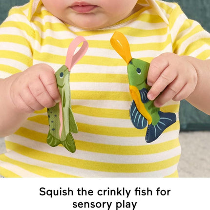 Fisher-Price Baby Toys Mini Me Moments 4 Piece Fun Fishing Toy for Sensory Activities for Baby Development from 3 Months and Up