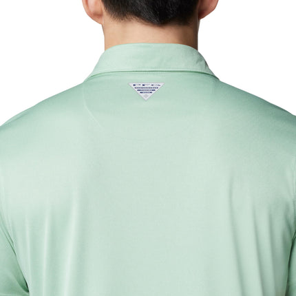 Columbia Men's Terminal Tackle Polo Hiking Shirt, New Mint Heather/Bright Nectar Logo, Large