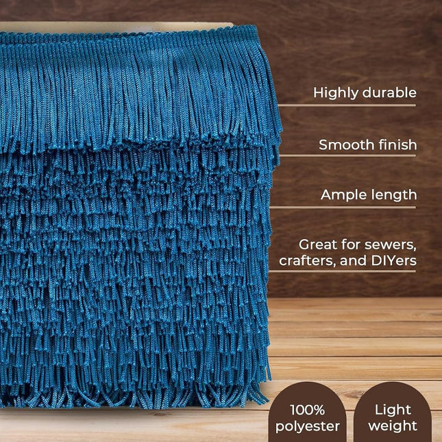Trims By The Yard 4" Chainette Fringe Trim, Polyester-Made Decorative Fringe Trim, Versatile Fringes for Costumes, Uniforms, Home Decor, and Party Decorations, 50 yards, Fuchsia