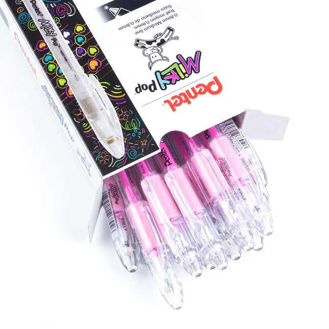 Stylo gel Pentel Milky Pop couleur pastel, pointe moyenne (0,8 mm), encre rose - K98-LP