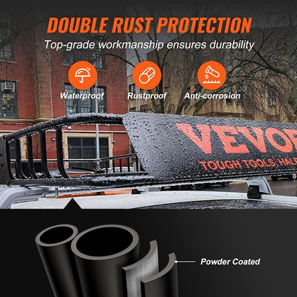 VEVOR Roof Rack Cargo Basket, 64" x 39" x 6" Rooftop Cargo Carrier with Extension, Heavy-duty Steel 200 LBS Capacity Universal Roof Rack Basket, Luggage Holder for SUV, Truck