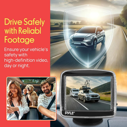 Pyle PLCM10 Rear View Backup Parking Reverse Camera, License Plate Mount, Weatherproof, Night Vision, Distance Scale Lines, Swivel Angle Adjustable Cam