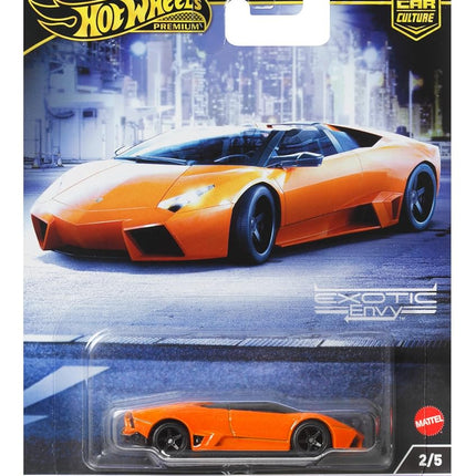 Hot Wheels Premium Car Culture Collectible Toy Car, 1:64 Scale Die-Cast Lamborghini Reventon Roadster, Exotic Envy Vehicle with Real Riders Tires, HKC76