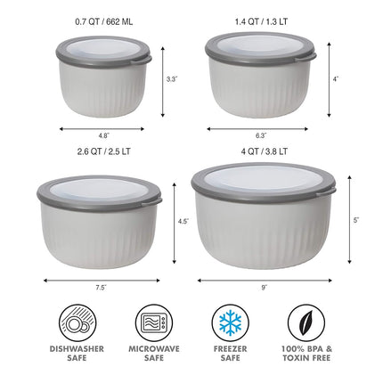 Oggi Prep and Serve Bowl with Lid, Grey, 1.3 Litre Capacity