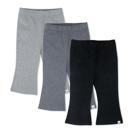 HonestBaby Multipack Leggings Skinny, Évasés et Cargo en Coton Bio pour Bébés Filles, Tout-Petits, Petites Filles, Noir Ombre, 18 Mois
