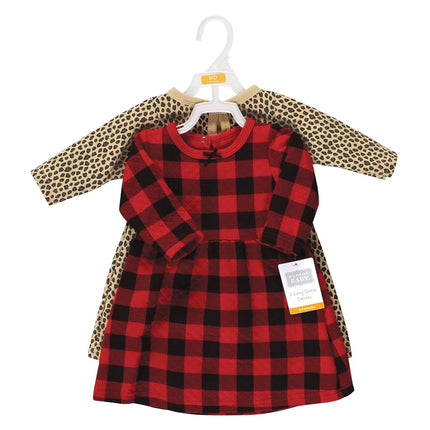 Hudson Baby Robes en coton pour bébés filles, à carreaux de buffle et léopard, 12-18 mois