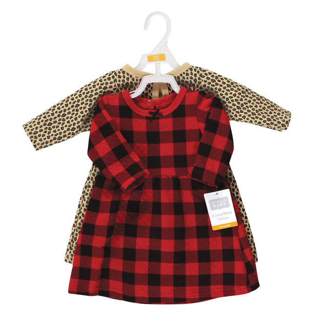 Hudson Baby Baby-Girls Cotton Dresses, Buffalo Plaid Leopard, 12-18 Months