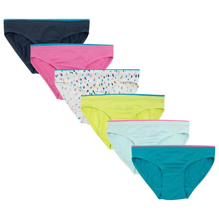 Fruit of The Loom Bragas transpirables de bikini para niña – Paquete de 6 – Surtido, 6